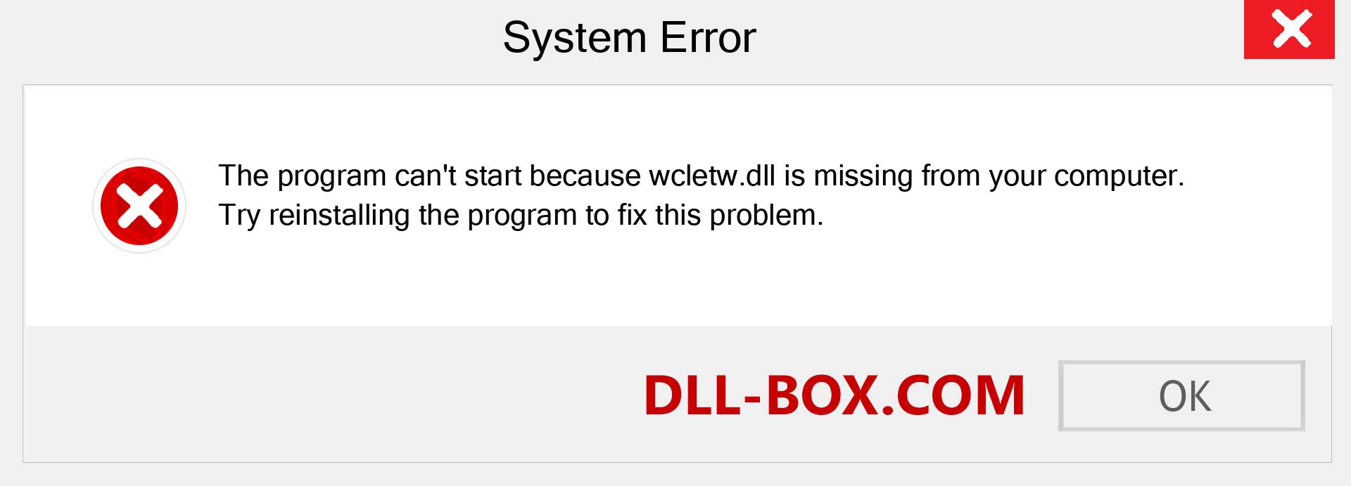  wcletw.dll file is missing?. Download for Windows 7, 8, 10 - Fix  wcletw dll Missing Error on Windows, photos, images